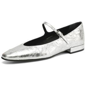 Rosa Bianca Туфли Мэри Джейн на массивном каблуке 1,8 см женские серебристые с овчинной стелькой, цвет Silver (Sheepskin Insole)