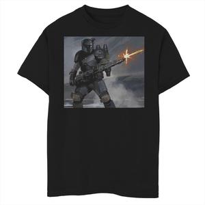 Футболка с изображением портрета огня Мандо «Звездные войны» для мальчиков 8–20 лет Star Wars, черный