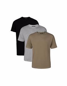 Набор из 3 футболок с короткими рукавами и круглым вырезом цвета хаки French Connection