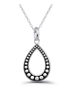 Ожерелье с подвеской в виде капли из окисленных бусин Macy'S, silver