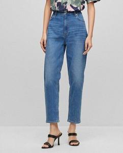 Джинсы длиной до щиколотки с высокой посадкой из удобного эластичного синего денима Boss, темно-синий