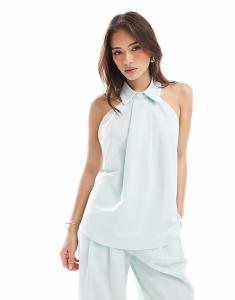 Топ с воротником-халтером ASOS DESIGN синего цвета