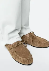 Мягкие лоферы со сборками и без шнурков Massimo Dutti, Beige