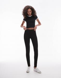 Черные тяжелые леггинсы полной длины Topshop Tall