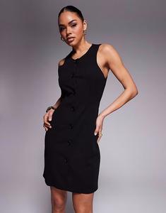 Мини-платье без рукавов на пуговицах ASOS DESIGN черного цвета