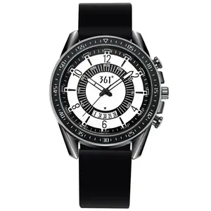 361° Часы мужские с кварцевым механизмом и силиконовым ремешком, белый циферблат