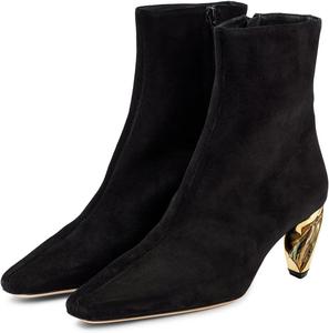 Женские ботильоны Zszszsu с квадратным носком, золотые каблуки, боковая молния, стильные для вечеринок, знакомств, размеры 4-16 US, Black