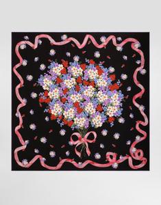 Малый платок из шелкового твила с цветочным принтом 90x90 DOLCE & GABBANA, мультиколор