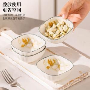 Ceramics Набор премиум мисок и тарелок для дома с подглазурной росписью, новые керамические миски и тарелки 2025, современная минималистская посуда включая миски и палочки, 10-сантиметровые соусницы, набор из 4 предметов