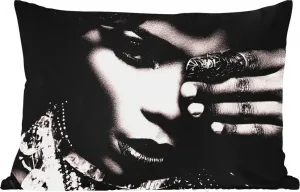 Подушка для улицы - для женщин - украшения - кольца - косметика - черный - белый - ожерелье - 50 x 30 см - водонепроницаемая - подушка для отдыха - подушка для дивана - украшение для гостиной MuchoWow