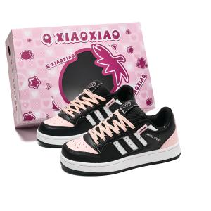 Кроссовки для скейтбординга унисекс низкие черные розово-голубые с розовым кругом маленькие