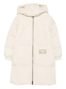 Стеганое пальто с капюшоном Emporio Armani Kids, нейтральный