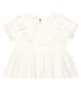Блузка из смесового хлопкового поплина с оборками Il Gufo, белый
