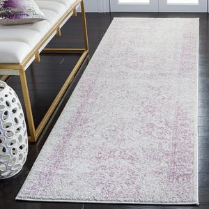 Ковер-дорожка SAFAVIEH, 77 x 366 см, Adirondack Collection - Ivory & Lavender, дизайн в стиле Oriental Distressed, не линяет и прост в уходе, идеален для помещений с высокой проходимостью в гостиной, спальне (ADR109U)