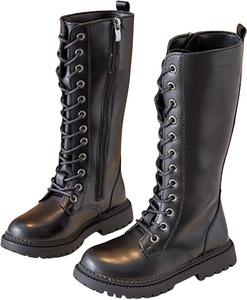 Generic Детские белые боевые сапоги для девочек, кожаные, на шнуровке, средней высоты, ковбойские с боковой молнией, панк-гот стиль, противоскользящие, для верховой езды, для детей 4-12 лет