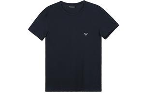 Пижамная блуза с принтом логотипа EMPORIO ARMANI, темно-синяя