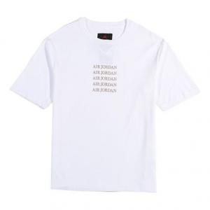 Футболка с вышитым логотипом для спорта и отдыха, повседневные, спортивные, с круглым вырезом, с коротким рукавом, Air Jordan, белый