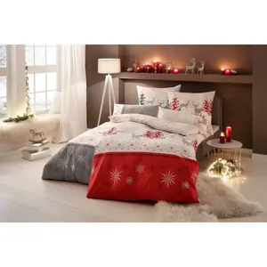 Моё домашнее постельное белье» Venua в размерах. 135х200 или 155х220 см", зимнее постельное белье, рождественское постельное белье My Home, серый/бежевый