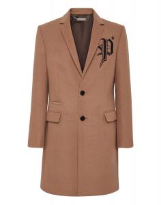 Пальто длинное «Готика П» Готический Плейн Philipp Plein, бежевый