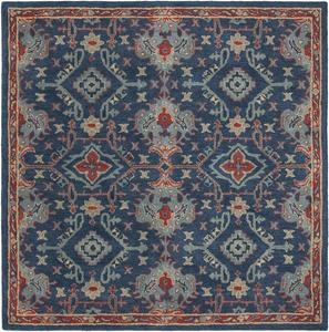 Ковер SAFAVIEH, 183 x 183 см, Heritage Collection, Blue & Multi, ручной работы традиционный восточный из шерсти, идеален для помещений с высокой проходимостью в гостиной, спальне (HG422M)