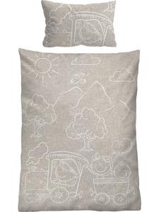 Детское постельное белье из меланжевой фланели бежевого цвета Biberna, 100 x 135 см + 40 x 60 см