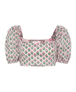 Детский укороченный топ с цветочным принтом, розовый Mc2 Saint Barth, розовый