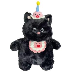 Мягкий и милый плюшевый котенок Meowth Cub, пухленькая кошачья игрушка, высота 37см Click, черный