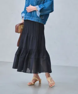 Плиссированная юбка из органзы United Arrows, цвет Navy