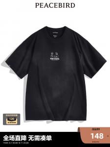 Футболка мужская Peacebird с коротким рукавом и принтом, черный