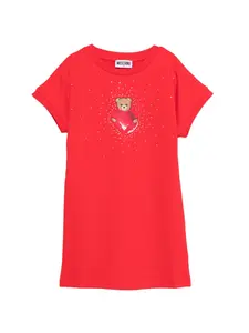 Платье с изображением медведя Moschino Kids, красный