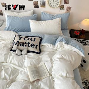 Yalu Пододеяльник 200х230 см из двустороннего флиса, цвет кремово-белый + бэби-блю