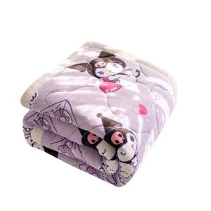 Пледы, пледы для дивана и флисовые одеяла Sanrio, Triple-Layer Thickened Blanket-Heart Kuromi