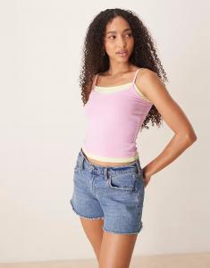 Двухслойная майка ASOS DESIGN розового и желтого цветов