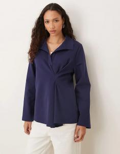 Тяжелый регбийный топ ASOS DESIGN темно-синего цвета с защипами