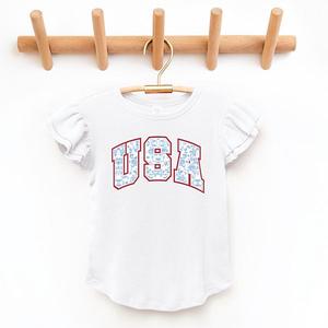 Футболка с рукавами-фонариками Usa blue willow The Juniper Shop, White