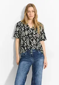 Блузка Cecil с короткими рукавами, выполненная из мягкой вискозы, черный