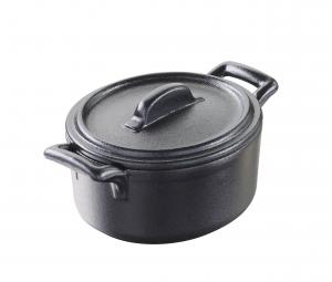 Кастрюля с крышкой, 8 мл, выглядит как чугунная Revol Porcelaine France, черный