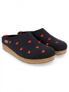 HAFLINGER Шерстяные тапочки "Grizzly Cuoricini" синего цвета