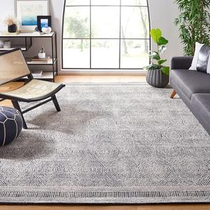 SAFAVIEH Abstract Collection ковер 336 x 458 см - Ivory & Charcoal, ручной работы из шерсти, идеален для помещений с высокой проходимостью в гостиной, спальне (ABT340H)