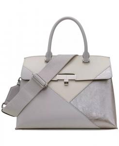 Трансформируемая сумка-портфель Becky с цветными блоками и поворотным замком металлик Calvin Klein, белый