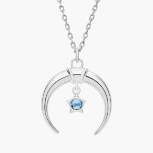 Ожерелье с подвеской в виде полумесяца и звездой из голубого топаза из стерлингового серебра Blue Nile