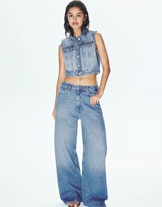 Джинсы-мешковатые Pull&Bear средней посадки, средне-синего цвета