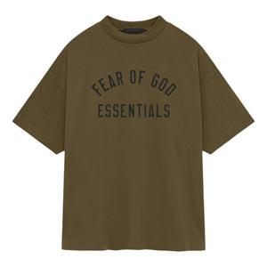 Футболка Fear of God Essentials Jersey Crewneck Tee 'Olive', оливкого-зеленый
