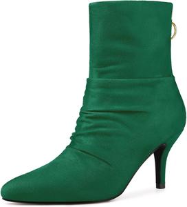 Женские ботильоны Allegra K с заостренным носком, свободной посадкой сзади, молнией и каблуком-стилетто, Emerald Green