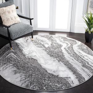 Ковер SAFAVIEH, 201 x 201 см, Craft Collection, светло-серый и серый, современный абстрактный дизайн, не линяет и прост в уходе, идеален для помещений с высокой проходимостью в гостиной, спальне (CFT844F)