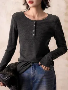 Женская футболка с воротником-стойкой и ребристыми рукавами Doux Belle, цвет Dark Gray