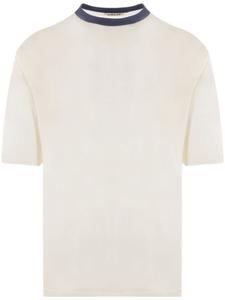 Auralee футболка с короткими рукавами и контрастным воротником, нейтральный цвет