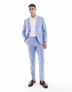 Брюки из льняного костюма Jack & Jones Premium синего цвета