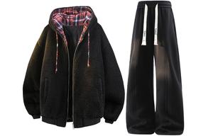 Толстовка Casual Sportswear утепленная с флисовой подкладкой X1617, красный черный check puffer jacket+fleece-lined черный pants