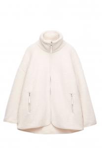 Куртка OYSHO Faux-Shearling Oversize, бежевый